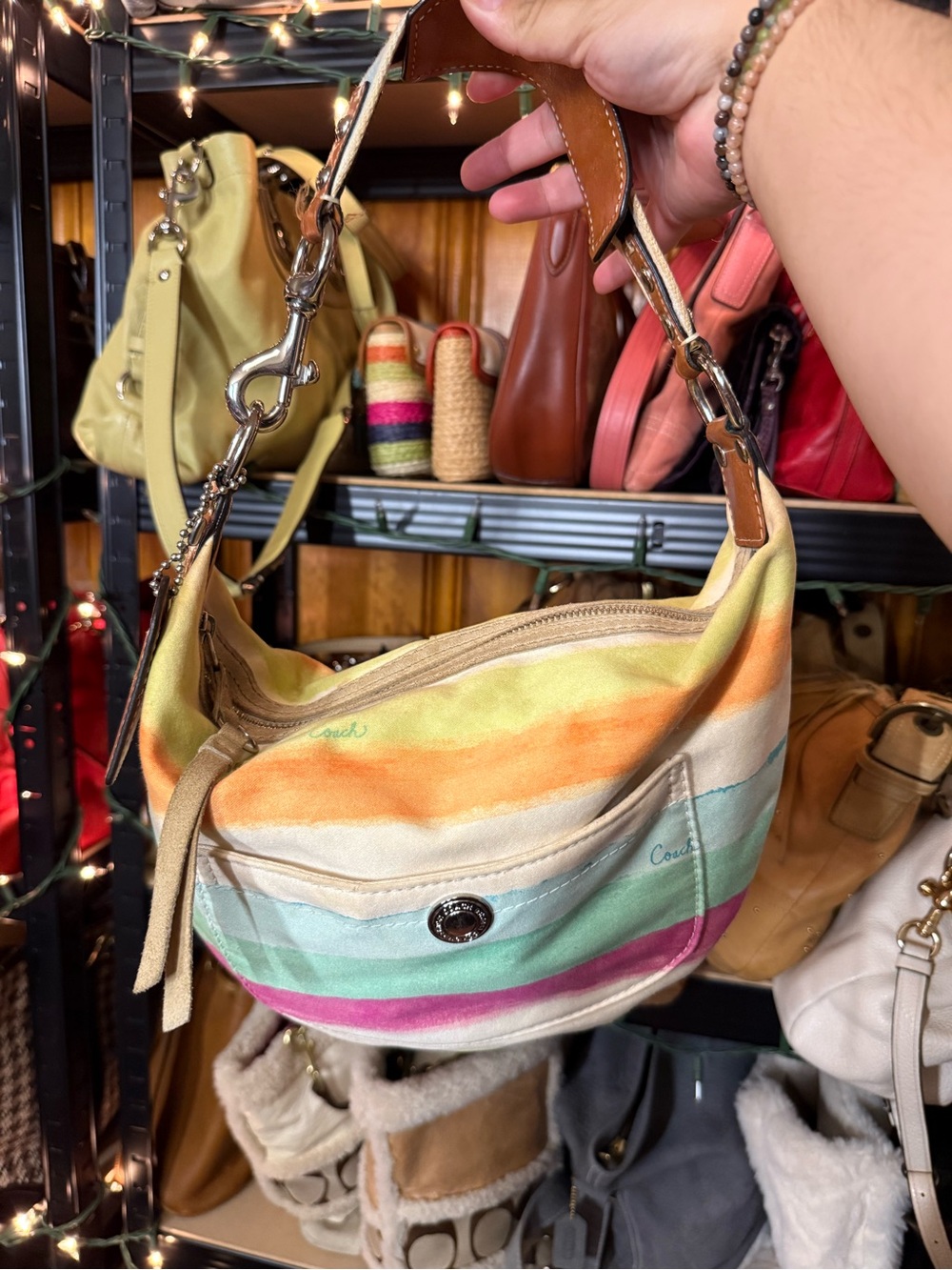 Coach hampton hobo watercolor shoulder bag